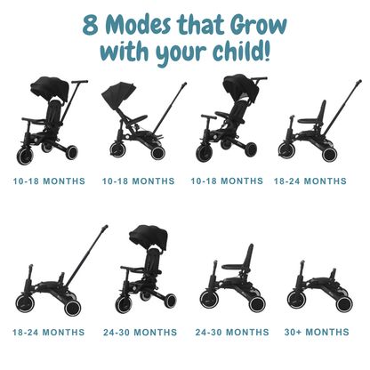 Foryourlittleone Xplor Ultimate 6 in 1 Foldable Trike - Grey Olive (10m-4y)